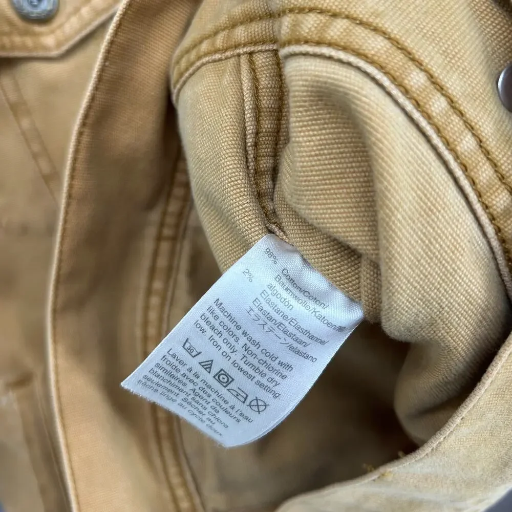 J.CREW Jacket Mens L Garment-Dyed Duck Canvas Trucker Stretch Cotton Mustard